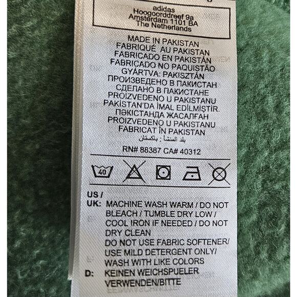 ADIDAS Men XL Hoodie Sweatshirt Green Embroidered Logo Kangaroo Pocket Chest 48" - Picture 7 of 7